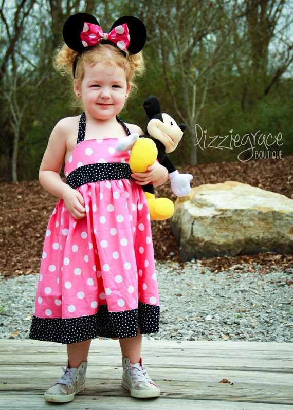 Mickey Mouse Dress Minnie Dress Halter Dress Pink Polka Dot | Etsy