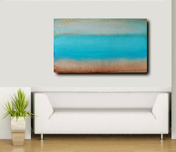 Beach painting, Seaside Painting, Tropical Acrylic Painting, seascape, Cool Sea, 30x30 By Ava Avadon