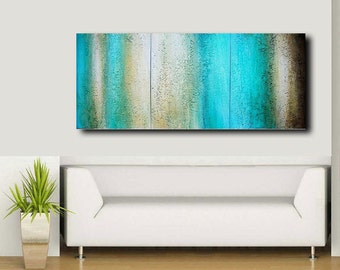 Beautiful ocean blues, huge acrylic painting, CONTEMPORARY, ocean painting, seascape, 30x90 By Ava Avadon