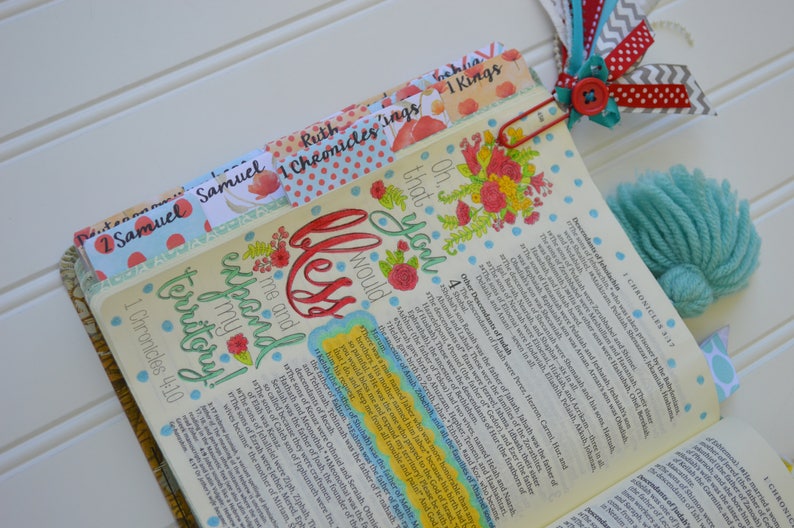 Bible Tabs with Laminating Stickers... RED POPPY set... 66 Etsy