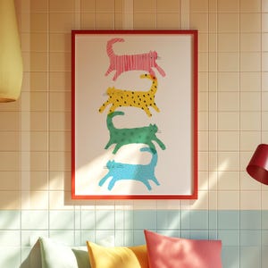 Stack of colourful Cats Print