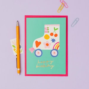 Roller Skate Birthday Card - Hand Foiled Greetings card