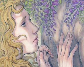 Wisteria Mystery original art print 11x17 inches