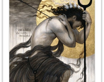 Hades at Pylos Greek Mythology art print 12x16 inches