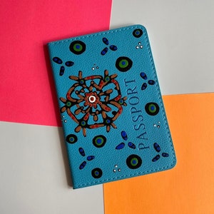 Passport Cover Case Hand Painted || ART TO WEAR Collection Travel Accessory Organizer || Travel Gift || Gift For Her || One of A Kind Gift