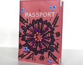 Hand Painted Passport Case Travel Accessory Art To Wear Collection by Miami Artist Holly A. Jones