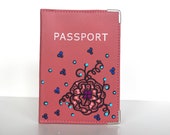 Pink Passport Case Hand Painted Customizable Travel Accessory Art To Wear Collection by Miami Artist Holly A. Jones