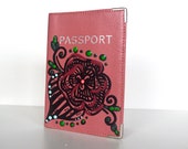 Pink Passport Cover Hand Painted Customizable Travel Accessory Art To Wear Collection by Miami Artist Holly A. Jones