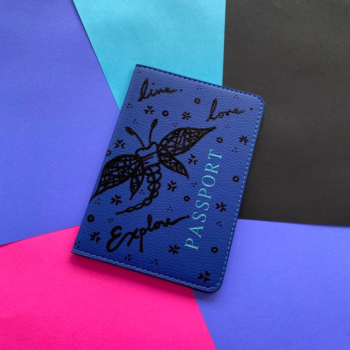 Blue Passport Cover Travel Case Available for Customization Etsy