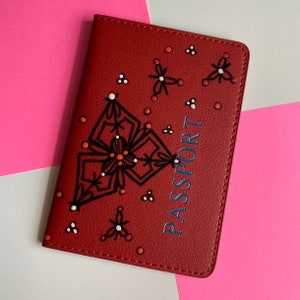 Passport Case Cover Hand Painted || ART TO WEAR Collection Travel Accessory Organizer || Travel Gift || Gift For Her || One of A Kind Gift