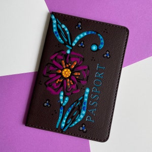 Passport Case Cover Hand Painted || ART TO WEAR Collection Travel Accessory Organizer || Travel Gift || Gift For Her || One of A Kind Gift