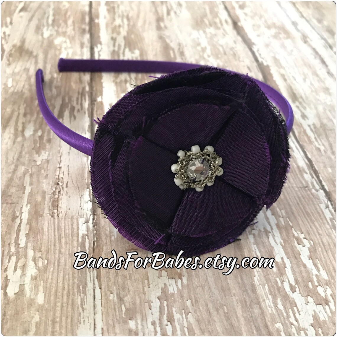 SALE Purple Flower Headband Girls Eggplant Purple Hair Etsy