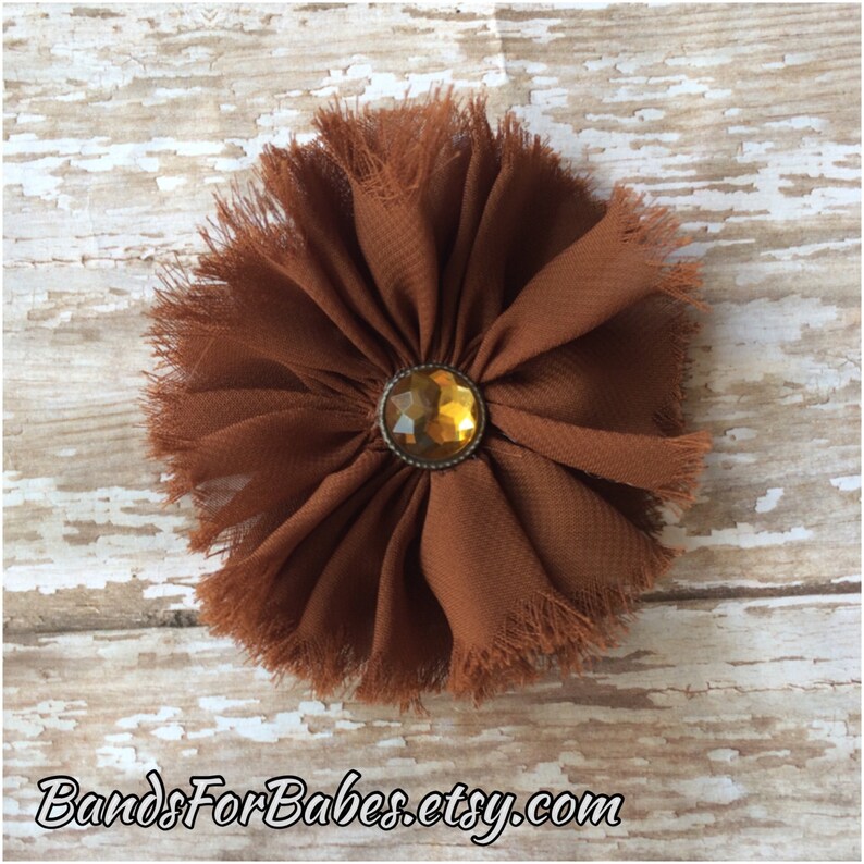 Flower Girl Bow Chocolate Hair Barrette SALE Brown Frayed Chiffon Flower Hair Clip Hair Accessory Girls Alligator Clip Fall Hair Bow