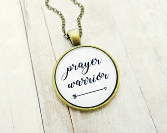 Prayer Warrior Necklace Ephesians 6:10-18 (Bible Necklace, Pendant Necklace, Bible Quote, Christian Necklace, Personalized)