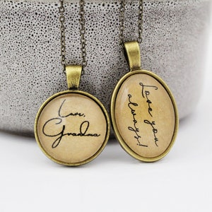 Aangepaste handschriftketting, je eigen bericht, handschriftsieraden (cadeau-idee Moederdag, sleutelhanger, ronde hanger, ovale hanger)