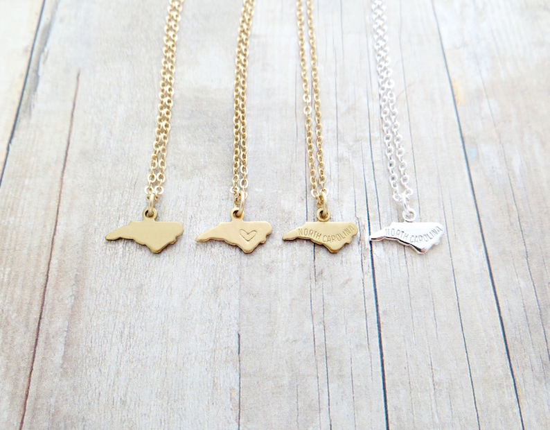 North Carolina Necklace North Carolina State Charm Necklace Etsy