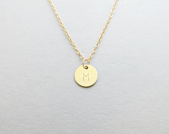 Initial Necklace Personalized Gold Initial Necklace (Hand Stamped, Gold Plated Brass, 14k Gold Filled, Custom Necklace, Gold Necklace)