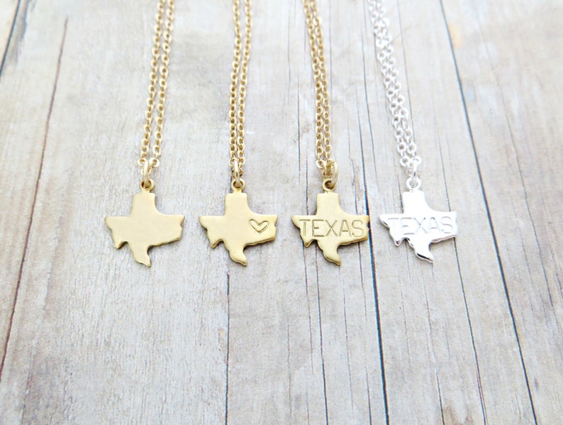 Texas Necklace Texas State Charm Necklace Personalized in Gold Etsy
