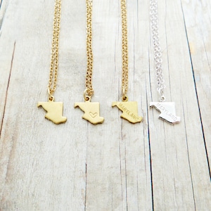 Maryland Necklace Maryland State Charm Necklace Personalized in Gold or Silver (Sterling Silver, 14k Gold Filled, Brass, Silver Plated)