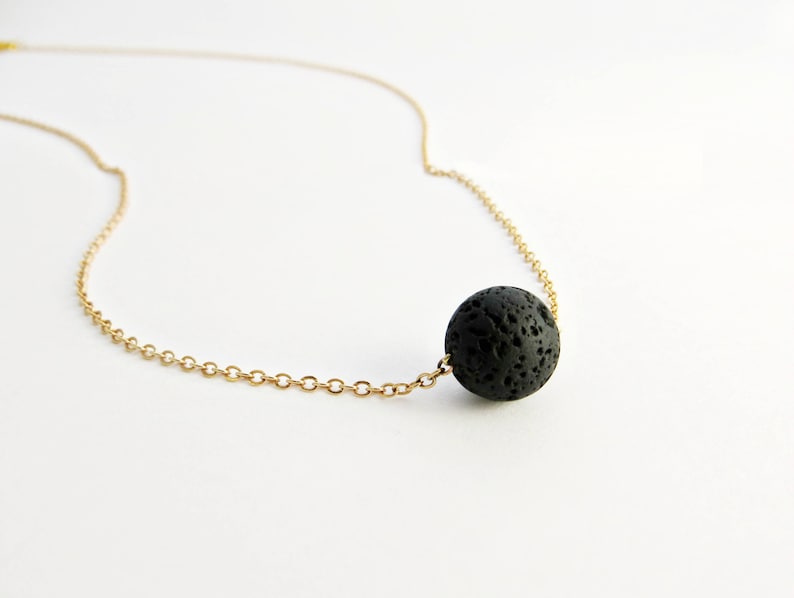 Essential Oil Diffuser Necklace Lava Bead Necklace Gold Plated, 14k Gold Filled, Lava Stone Necklace, Handcrafted, Lava Charm Necklace image 1