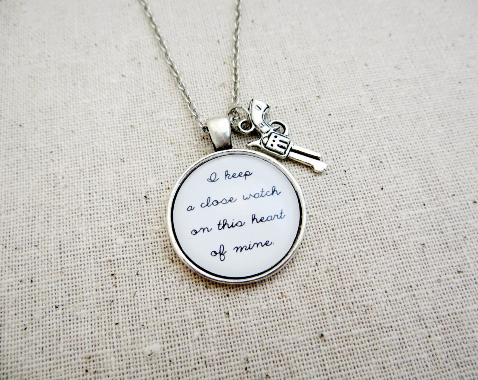 I Keep A Close Watch On This Heart Of Mine Pendant Necklace Etsy