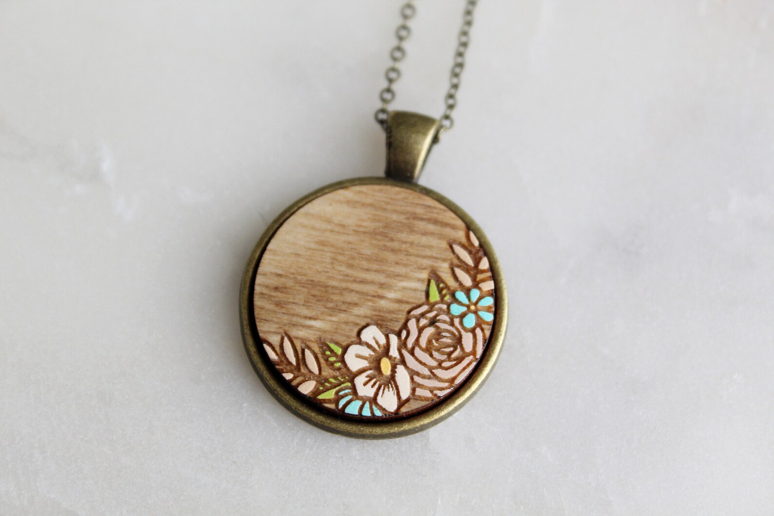 Multicolor - Floral Handpainted Wooden Necklace Set
