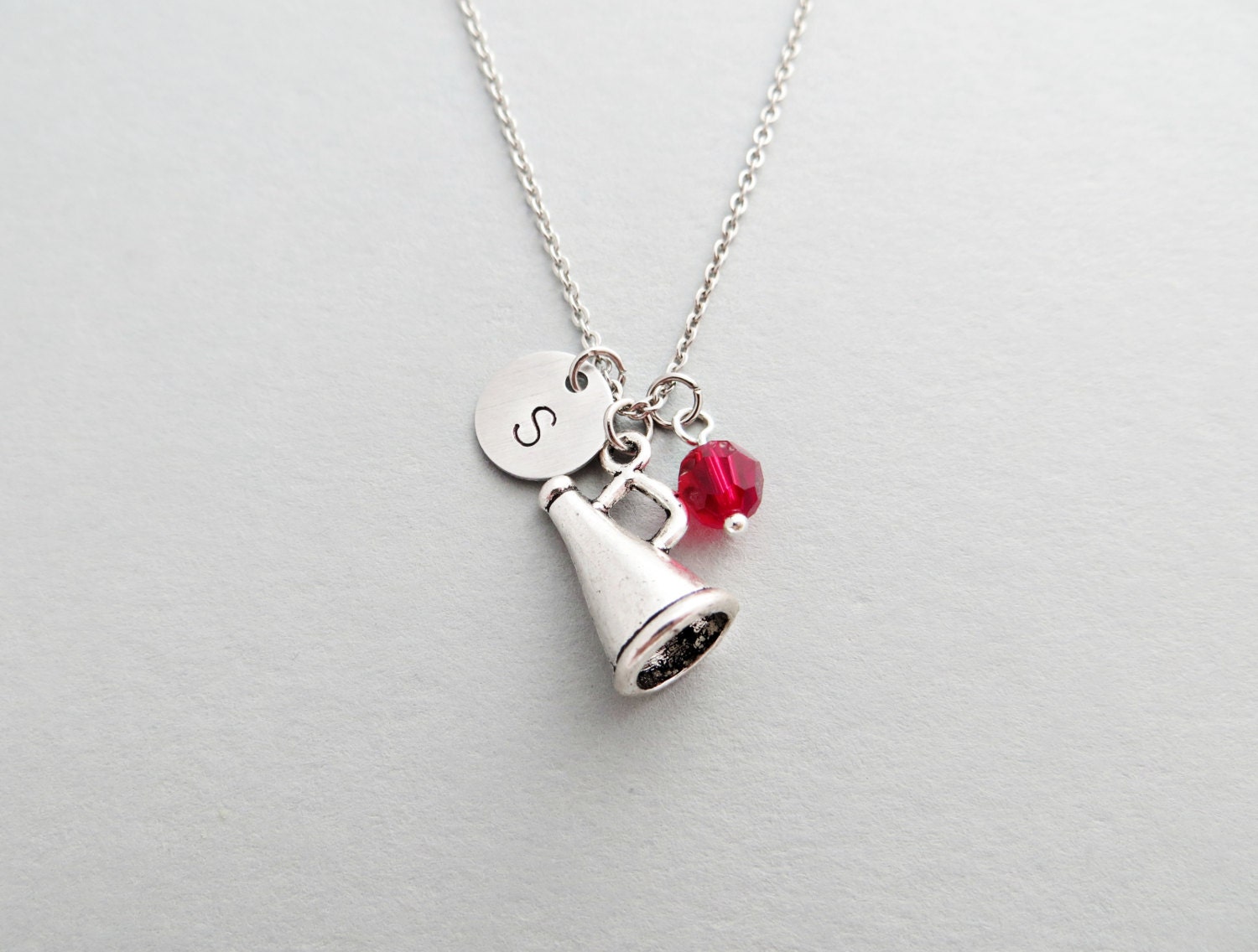 Megaphone Necklace With Personalized Initial Silver Megaphone Etsy