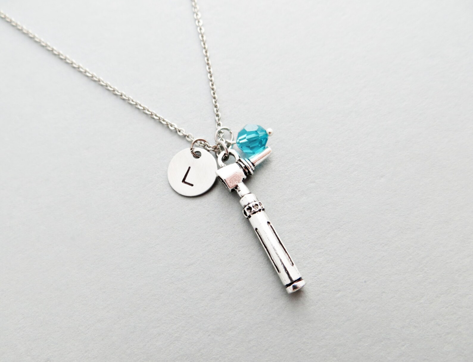 Otoscope Necklace With Personalized Initial Silver Otoscope Etsy