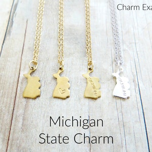 State Charm Personalized Gold Necklace with Two States State Charm Necklace, State Necklace, Double States, Gold Plated, 14k Gold Filled image 2