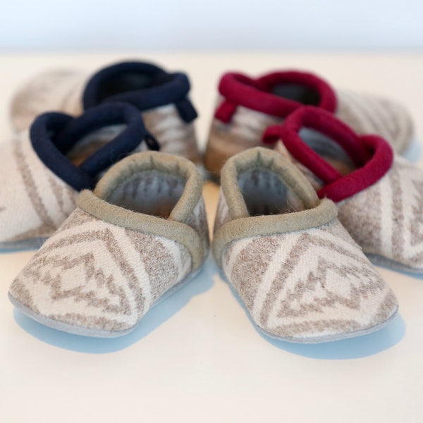 Baby Moccasins Made From Pendleton® Wool - Baby Booties - Baby Shoes - Toddler Shoes - Wool Slippers