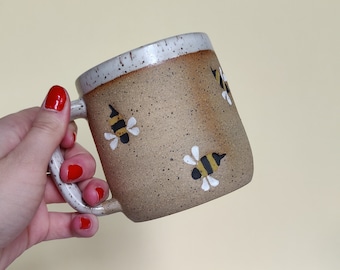 Handmade Ceramic Mug in Bee Stamp