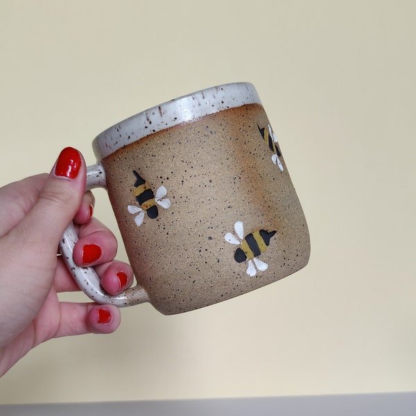 Handmade Ceramic Mug in Bee Stamp