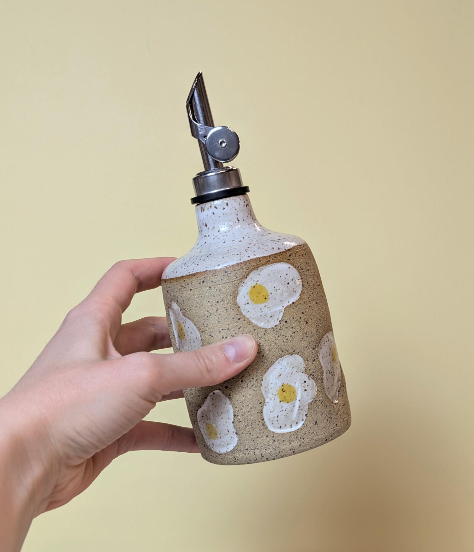 Handmade Ceramic Oil Cruet in Fried Egg