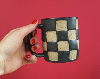 Checkerboard Mug in Matte Black