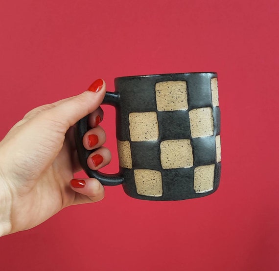 Checkerboard Mug in Matte Black