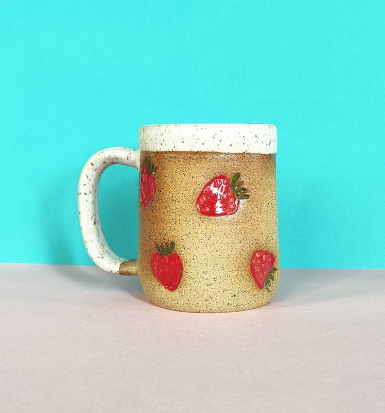 Pre Order Handmade Ceramic Mug in Strawberry Stamp / Etsy