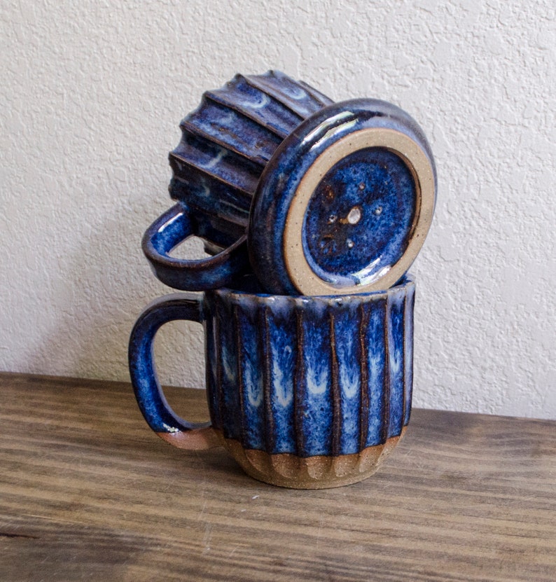 Blue Carved Pour Over Set