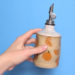 Handmade Ceramic Oil Cruet in Orange Fruit