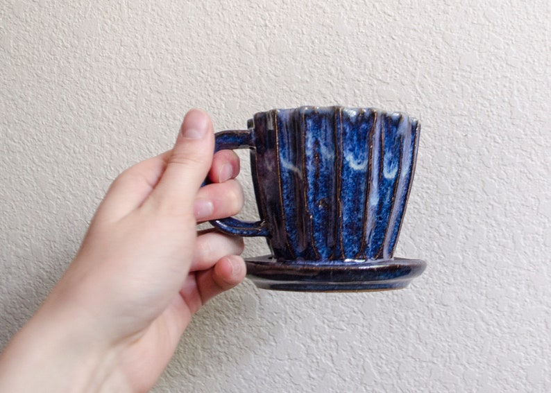 Blue Carved Pour Over Set