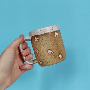 Handmade Ceramic Mug in Floating Tooth Stamp