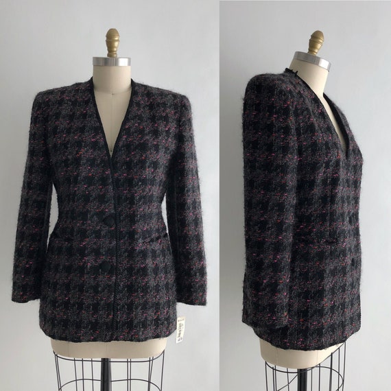 Vintage 80s Dana Buchman Plaid Blazer / Vintage 80