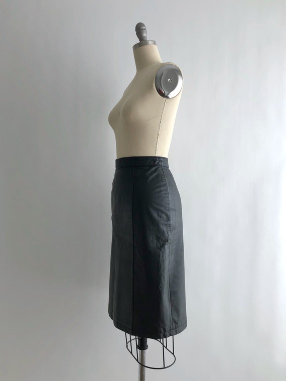 Vintage 80s Leather Skirt / Vintage 80s Black Lea… - image 4