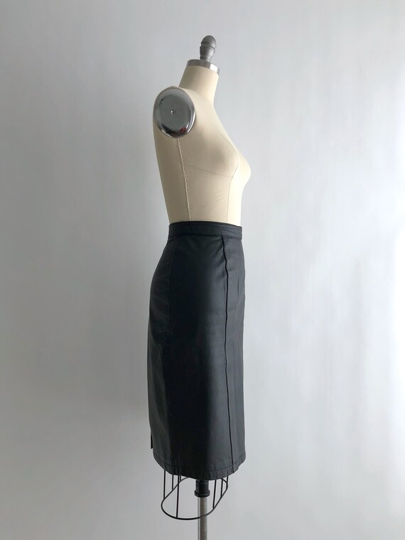 Vintage 80s Leather Skirt / Vintage 80s Black Lea… - image 3