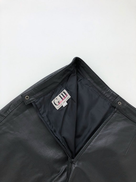 Vintage 80s Leather Skirt / Vintage 80s Black Lea… - image 6