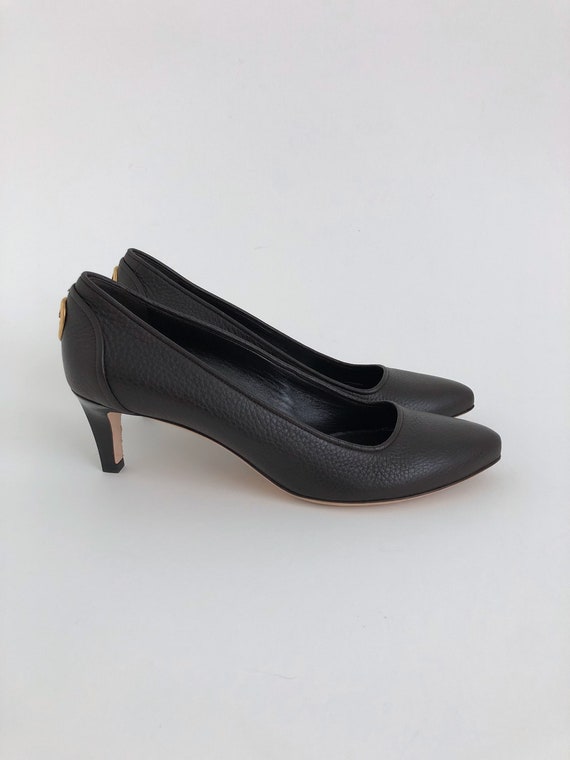 Vintage Gucci Pumps / Vintage Brown Textured Leat… - image 3