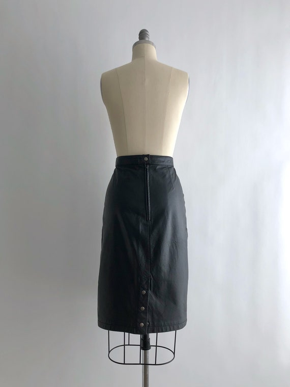Vintage 80s Leather Skirt / Vintage 80s Black Lea… - image 5