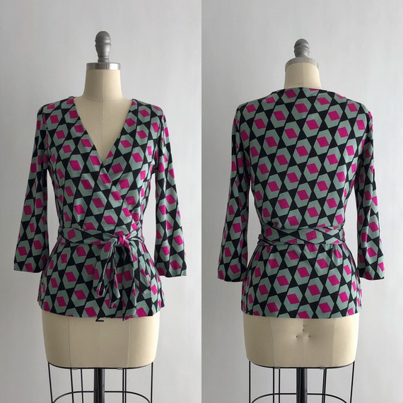 Vintage 90s Diane Von Furstenberg Wrap Top / Vinta