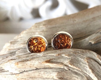 CARAMEL Druzy Stud Earrings, Dainty Earrings, Fall Earrings, Everyday Earrings, Autumn Earrings, Simple Earrings, Gift for Her