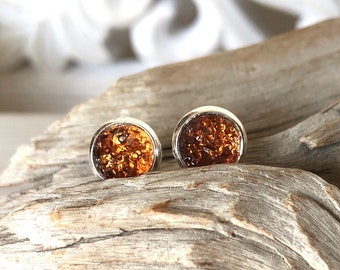 CARAMEL Druzy Stud Earrings, Dainty Earrings, Fall Earrings, Everyday Earrings, Simple Jewelry, Gift for Her