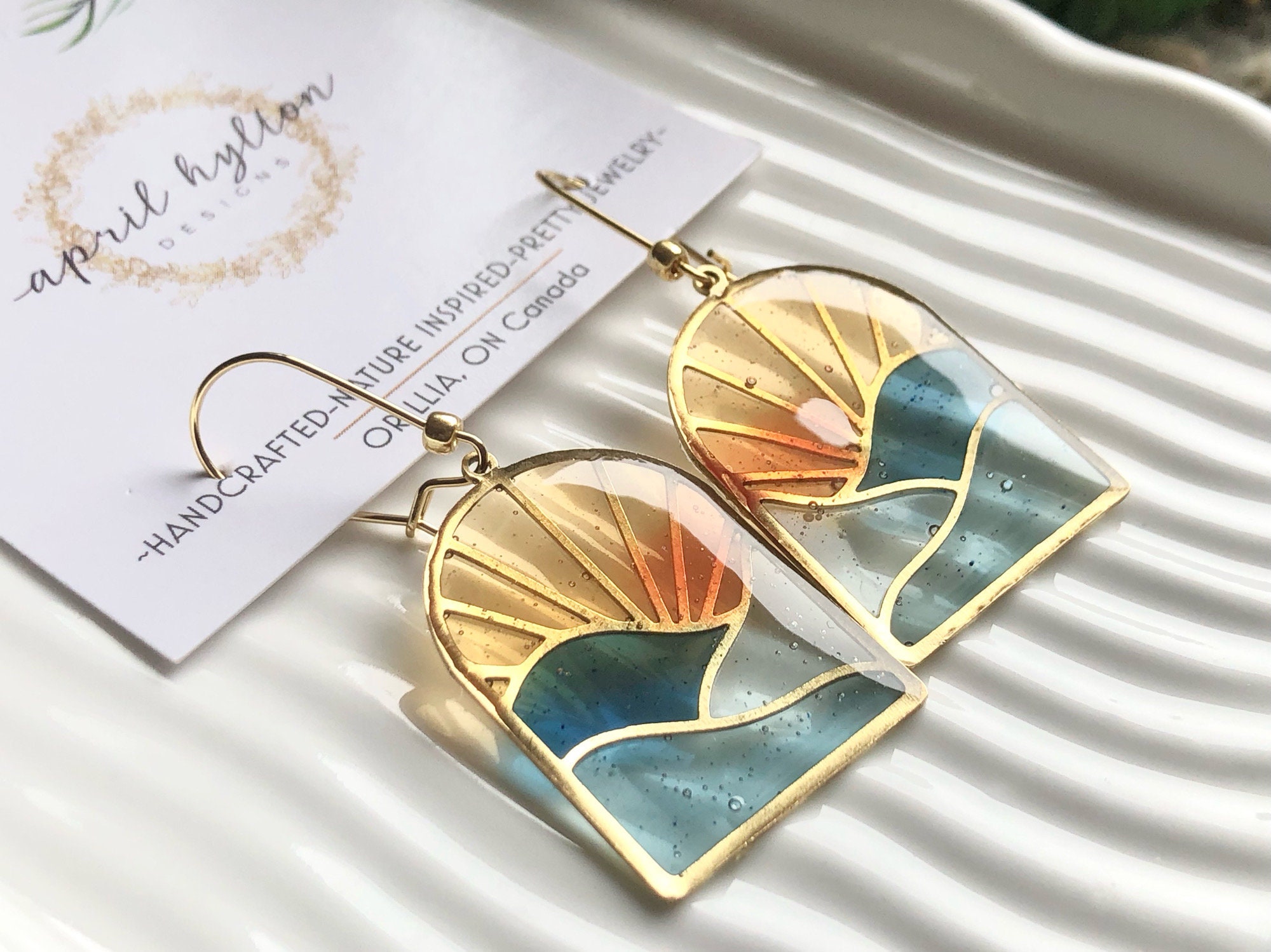 Tropical Sunset Shell Wave Statement Earrings